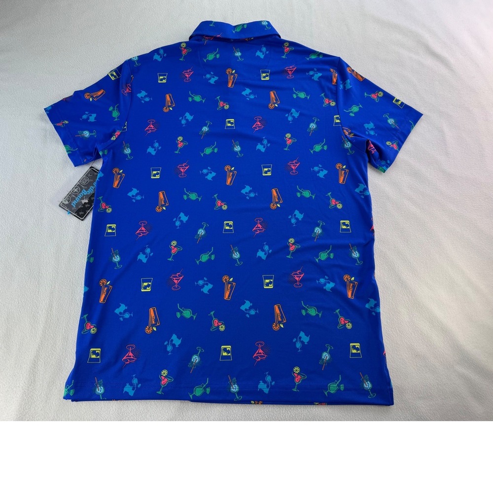 Birdie & Bound Mens Blue Cocktail Print Golf Polo Shirt Size S P CH - Picture 14 of 16